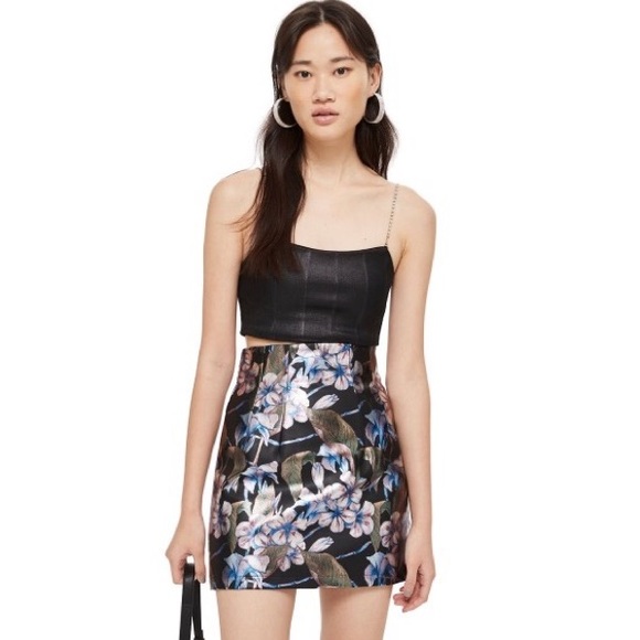 Topshop Dresses & Skirts - NWT TOPSHOP Flower Painted Mini Skirt in Black